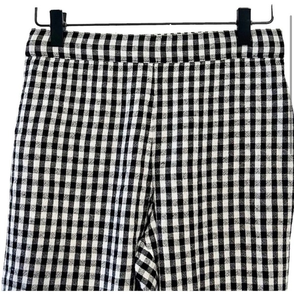 NWT Abercrombie Kids Girls High Rise Crop Flare Pants 13/14 Black Plaid Gingham - Picture 3 of 4